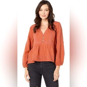 Lace Inset Babydoll Top - Lucky Brand